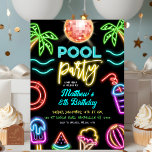 Neon Pool Party Kids Verjaardag Kaart<br><div class="desc">Neon Pool Party Kids Verjaardag Uitnodiging,  Zomer Neon Pool Party Kids Verjaardag Uitnodiging,  Tropische Neon Verjaardag Party Uitnodiging</div>