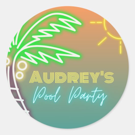 Neon Pool Party Sticker (Voorkant)