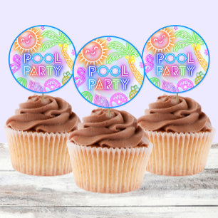 Neon Pool Party Stickers