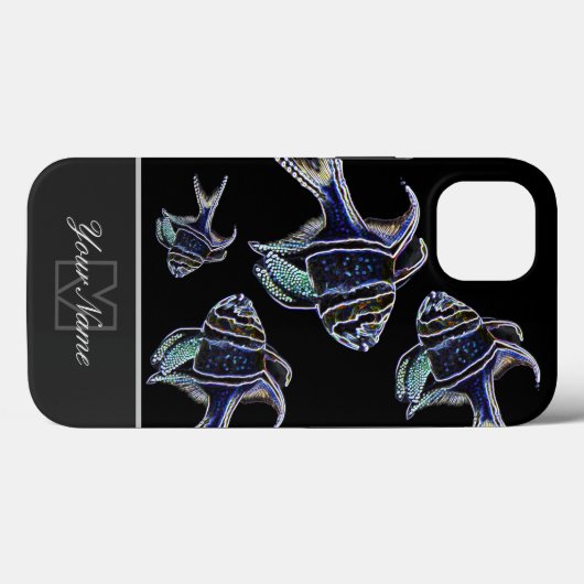 Neon-Pop-Art aquarium vis met monogram! Case-Mate iPhone Case (Achterkant (horizontaal))
