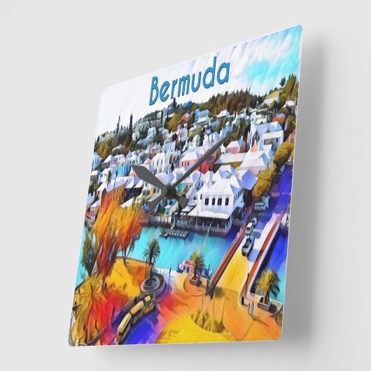 Neon Pop Art Bermuda Vierkante Klok (Hoek)