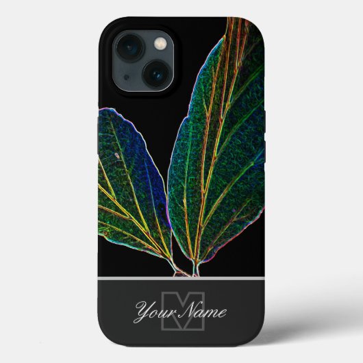 Neon-Pop-Art bladnerven macro met Monogram! Case-Mate iPhone Case (Achterkant)