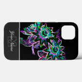 Neon-Pop-Art bloesemmacro met Monogram! Case-Mate iPhone Case (Achterkant (horizontaal))