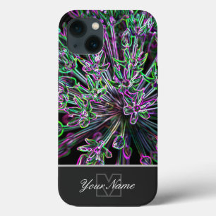 Neon-Pop-Art bloesemmacro met Monogram! Hoesje-Mat Case-Mate iPhone Case