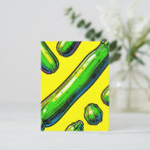 Neon Pop Art Courgettepatroon Briefkaart (Staand voorkant)