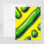 Neon Pop Art Courgettepatroon Briefkaart (Voorkant / Achterkant)
