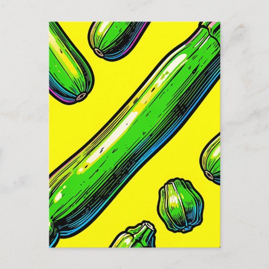 Neon Pop Art Courgettepatroon Briefkaart (Voorkant)
