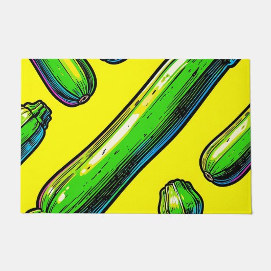Neon Pop Art Courgettepatroon Deurmat (Voorkant)