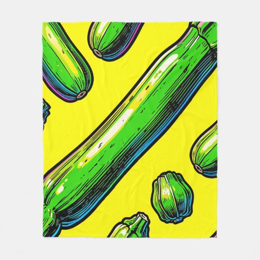 Neon Pop Art Courgettepatroon Fleece Deken (Voorkant)