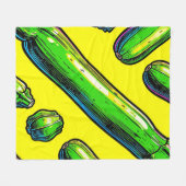 Neon Pop Art Courgettepatroon Fleece Deken (Voorkant (Horizontaal))