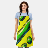 Neon Pop Art Courgettepatroon Schort (Gedragen)