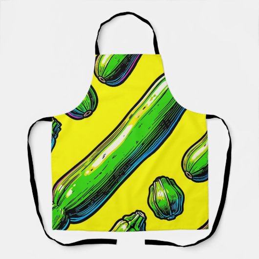 Neon Pop Art Courgettepatroon Schort (Voorkant)