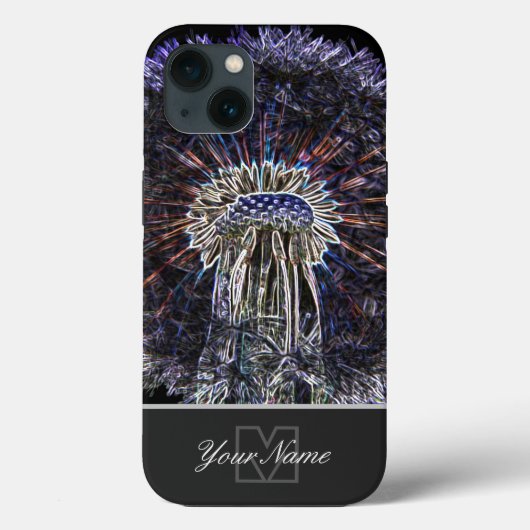 Neon-Pop-Art-dandelion-balletje met Monogram! Case-Mate iPhone Case (Achterkant)