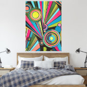 Neon Pop Art Deco: Electric Geometric Radio Waves Canvas Afdruk (Insitu (Slaapkamer))