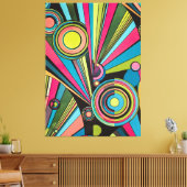Neon Pop Art Deco: Electric Geometric Radio Waves Canvas Afdruk (Insitu (Woonkamer))