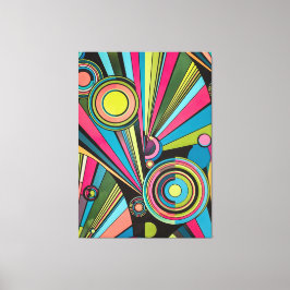 Neon Pop Art Deco: Electric Geometric Radio Waves Canvas Afdruk