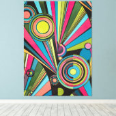 Neon Pop Art Deco: Electric Geometric Radio Waves Canvas Afdruk (Insitu (Houten vloer))