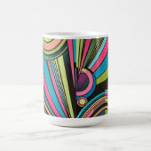 Neon Pop Art Deco: Electric Geometric Radio Waves  Koffiemok (Center)