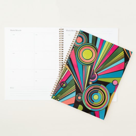 Neon Pop Art Deco: Electric Geometric Radio Waves  Planner (Display)