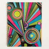 Neon Pop Art Deco: Electric Geometric Radio Waves  Planner (Voorkant)