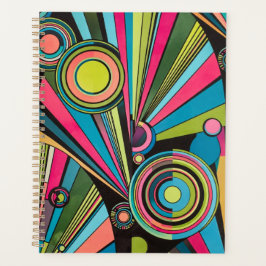 Neon Pop Art Deco: Electric Geometric Radio Waves Planner