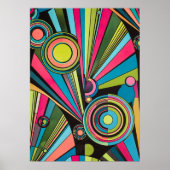 Neon Pop Art Deco: Electric Geometric Radio Waves Poster (Voorkant)