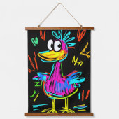 Neon Pop Art Duck: levendig en speels Hangend Wandkleed (Voorkant)
