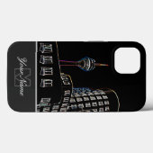 Neon-Pop-Art Düsseldorf Rijntoren met Monogram! Case-Mate iPhone Case (Achterkant (horizontaal))
