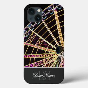 Neon-Pop-Art Ferris Wheel met Monogram! Case-Mate iPhone Case