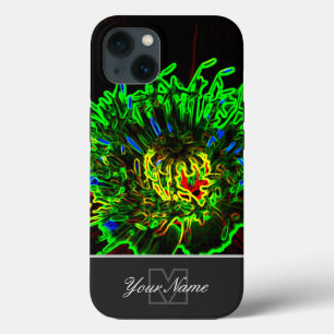 Neon-Pop-Art groene bloesemmacro met Monogram! Case-Mate iPhone Case