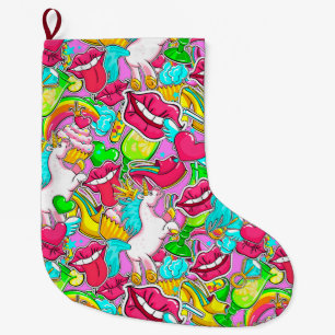Neon Pop Art Grote Kerstsok