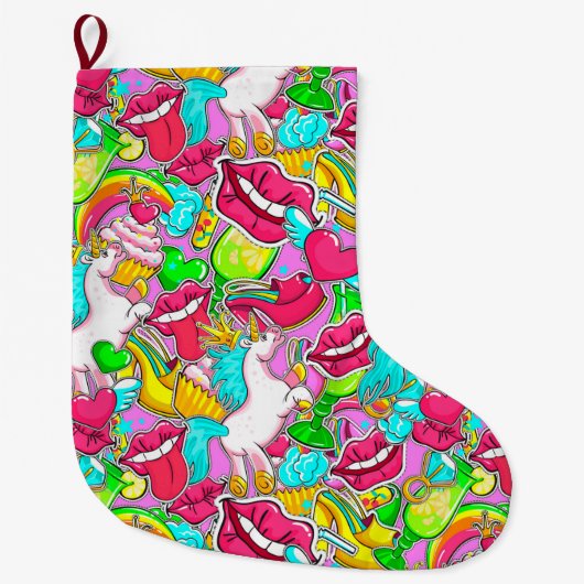 Neon Pop Art Grote Kerstsok (Voorkant)