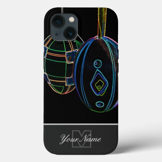 Neon-Pop-Art Happy Easter Eggs met Monogram! Case-Mate iPhone Case (Achterkant)