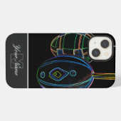 Neon-Pop-Art Happy Pasen Eieren met Monogram! iPhone Hoesje (Achterkant horizontaal)