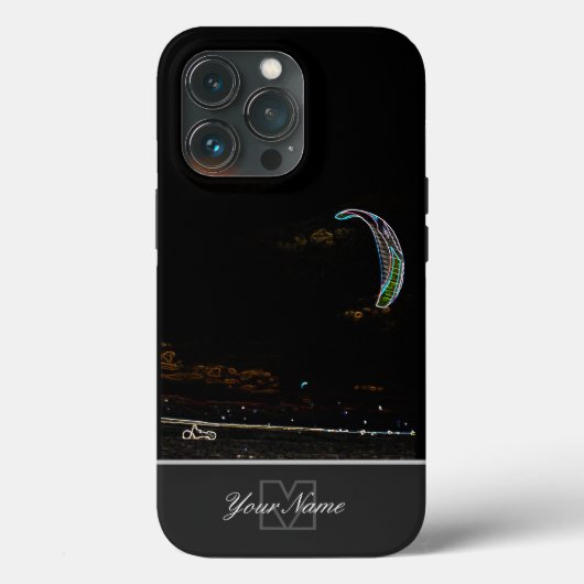 Neon-Pop-Art kite surfer in een tas met Monogram! Case-Mate iPhone Case (Achterkant)