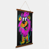 Neon Pop Art Lion: speels en kleurrijk Hangend Wandkleed (Gebogen)