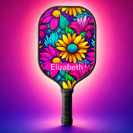 Neon Pop Art Madeliefje Bloem Persoonlijk Pickleball Paddle
