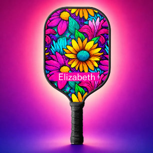 Neon Pop Art Madeliefje Bloem Persoonlijk Pickleball Paddle