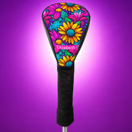 Neon Pop Art Madeliefjesbloem Persoonlijk Golfheadcover