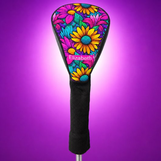 Neon Pop Art Madeliefjesbloem Persoonlijk Golfheadcover