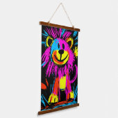 Neon Pop Art Modern Lion: levendig en speels Hangend Wandkleed (Gebogen)