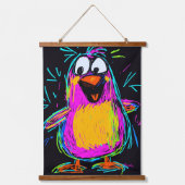 Neon Pop Art Penguin: speels en kleurrijk Hangend Wandkleed (Voorkant)