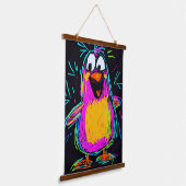 Neon Pop Art Penguin: speels en kleurrijk Hangend Wandkleed (Gebogen)