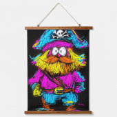 Neon Pop Art Pirate: Vet en eigenzinnig Hangend Wandkleed (Voorkant)