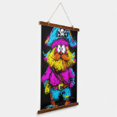 Neon Pop Art Pirate: Vet en eigenzinnig Hangend Wandkleed (Gebogen)