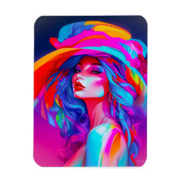 Neon Pop Art Portret Magneet
