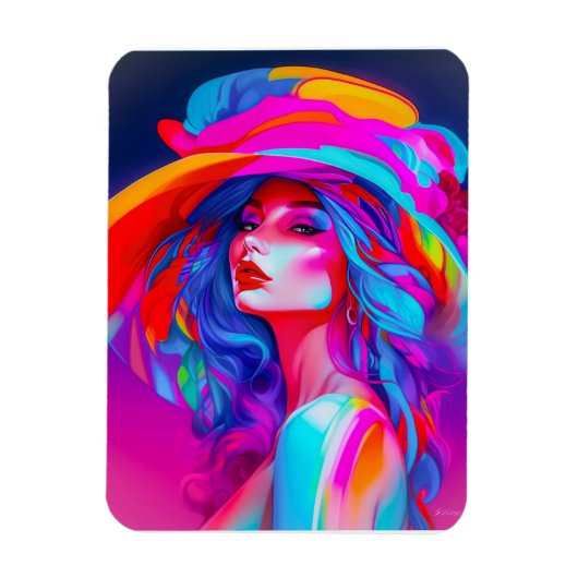Neon Pop Art Portret Magneet (Verticaal)