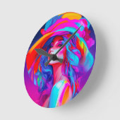 Neon Pop Art Portret Ronde Klok (Hoek)