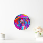 Neon Pop Art Portret Ronde Klok (Huis)