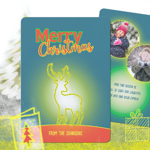 Neon Pop Art Rendier Multi-Photo Christmas Design Feestdagenkaart